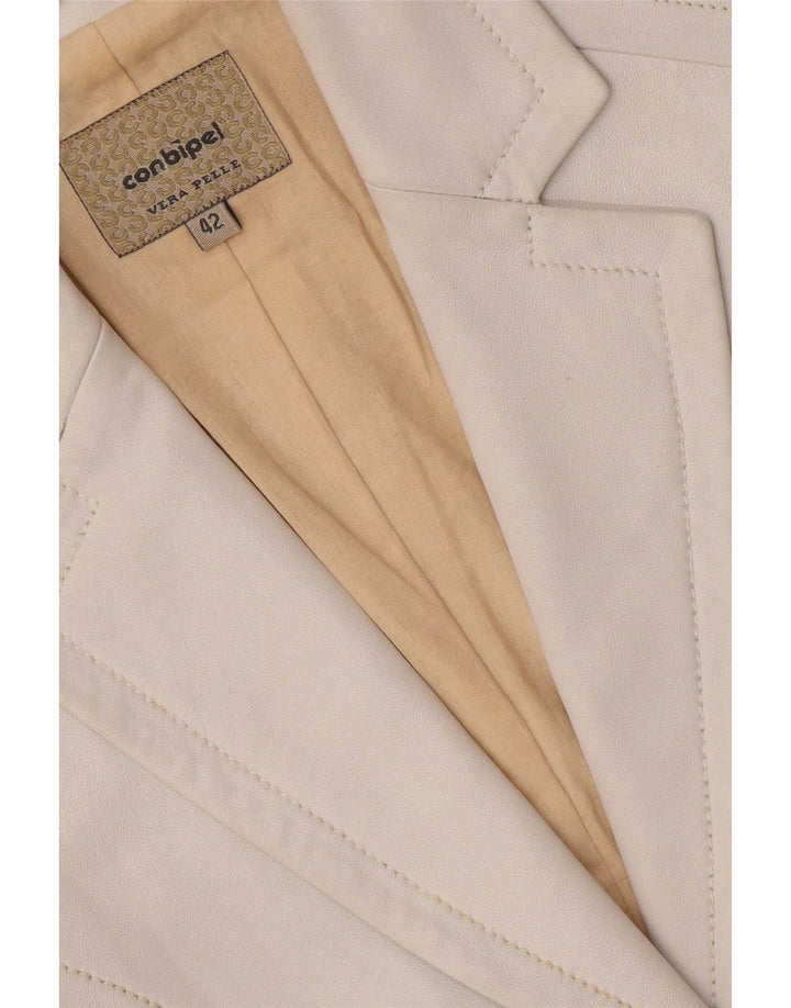 Jachetă Blazer din piele cu 2 nasturi Conbipel IT 42 Medium White