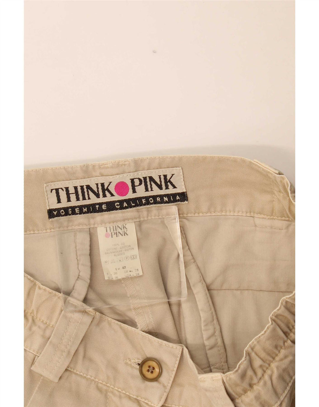 Pantaloni scurti cargo pentru femei Think Pink IT 42 Medium W28 Bej Bumbac