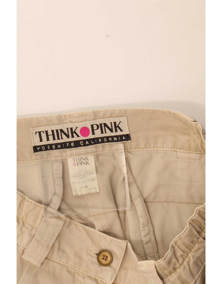 Pantaloni scurti cargo pentru femei Think Pink IT 42 Medium W28 Bej Bumbac