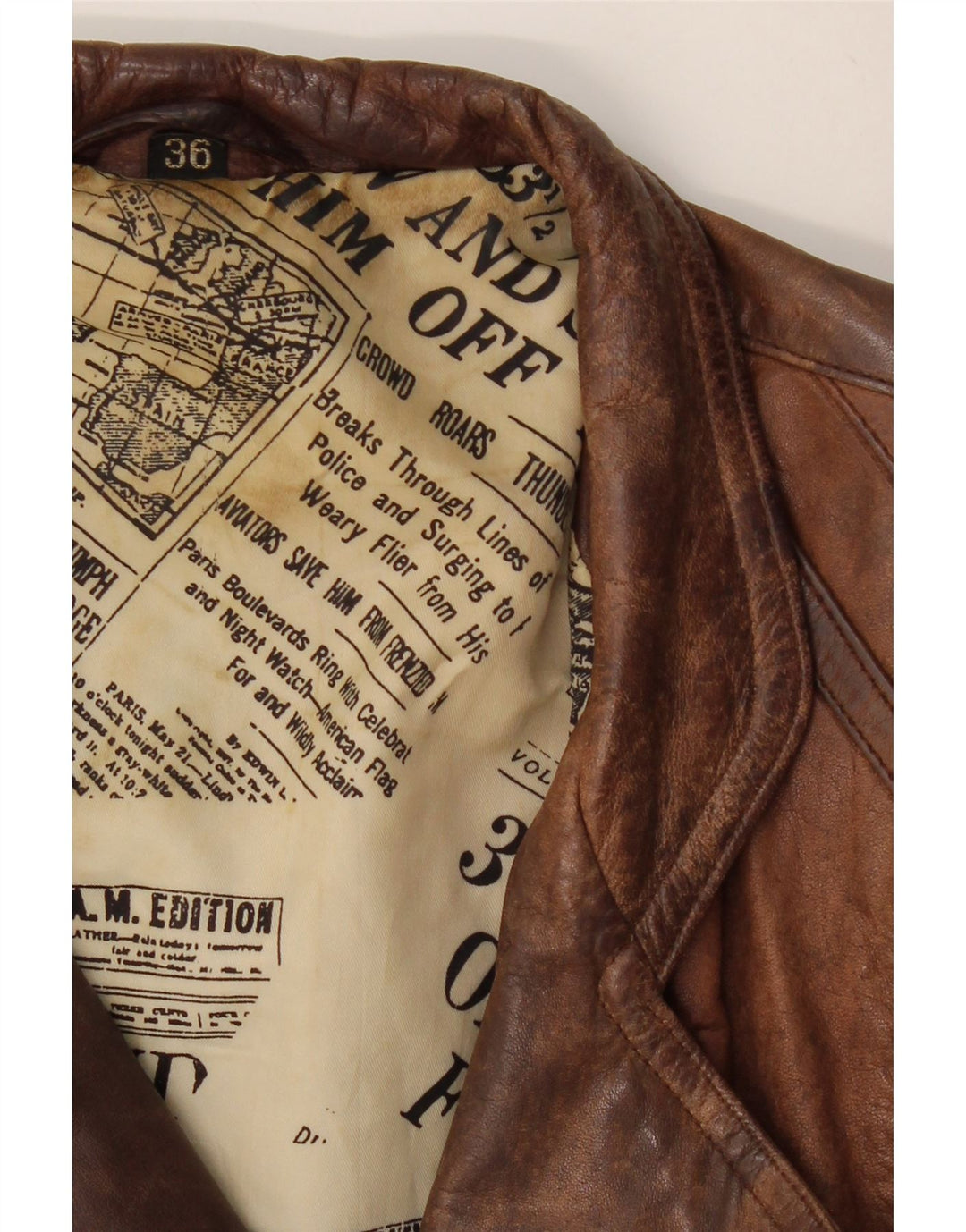 VINTAGE Jachetă oversized Crop EU 36 din piele maro mică