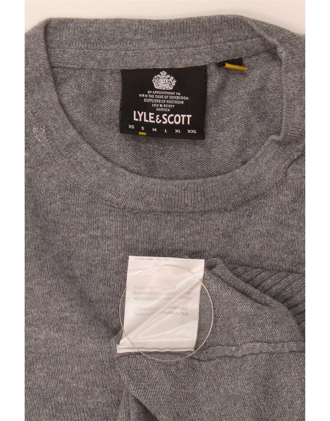 Pulover Lyle & Scott pentru bărbați, cu gât roșu, bumbac cu pete mici, gri