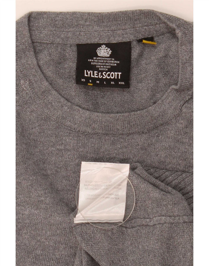 Pulover Lyle & Scott pentru bărbați, cu gât roșu, bumbac cu pete mici, gri