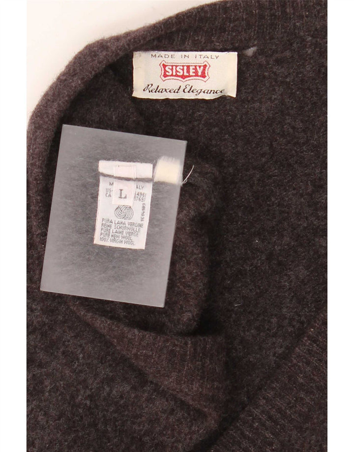 Pulover cardigan pentru bărbați Sisley, lână virgină, gri mare
