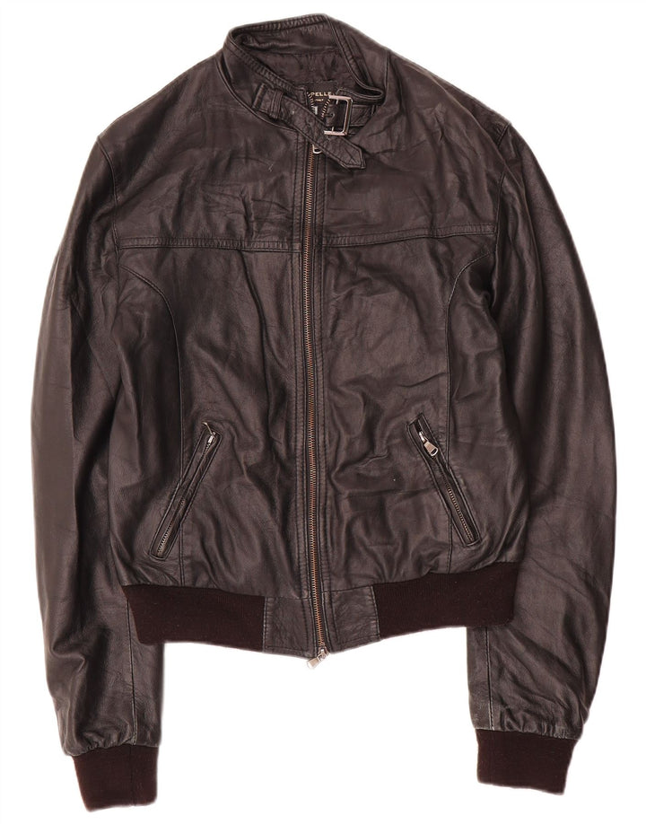 Jachetă de piele vintage pentru femei UK 12 Medium Black