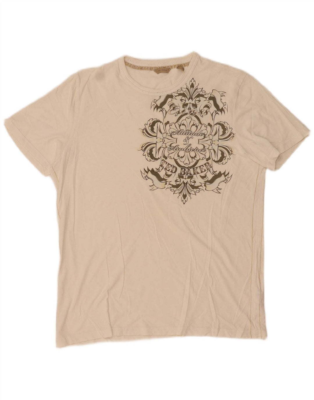 Tricou grafic pentru bărbați Ted Baker Mărimea 3, bumbac alb mediu