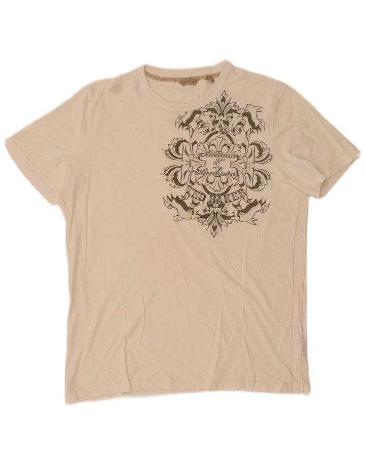 Tricou grafic pentru bărbați Ted Baker Mărimea 3, bumbac alb mediu