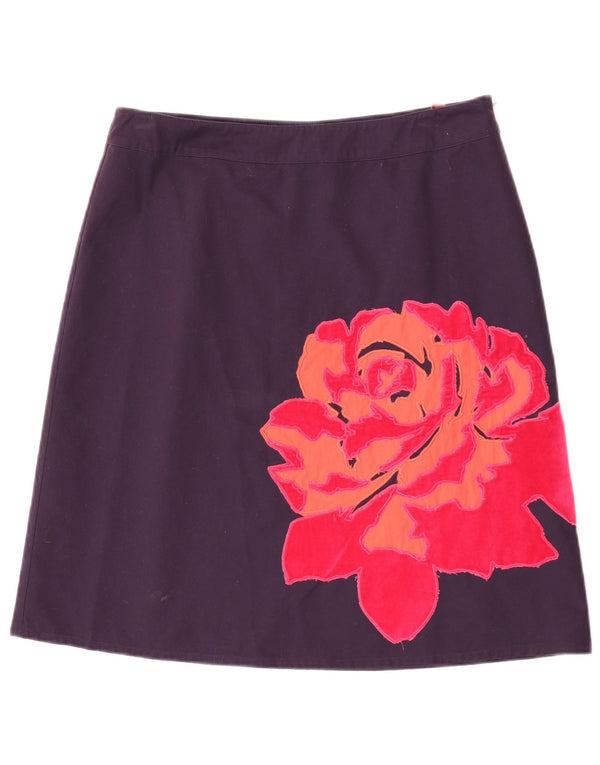 Fustă A-Line Boden pentru femei UK 14 Large W32 Purple Floral Bumbac