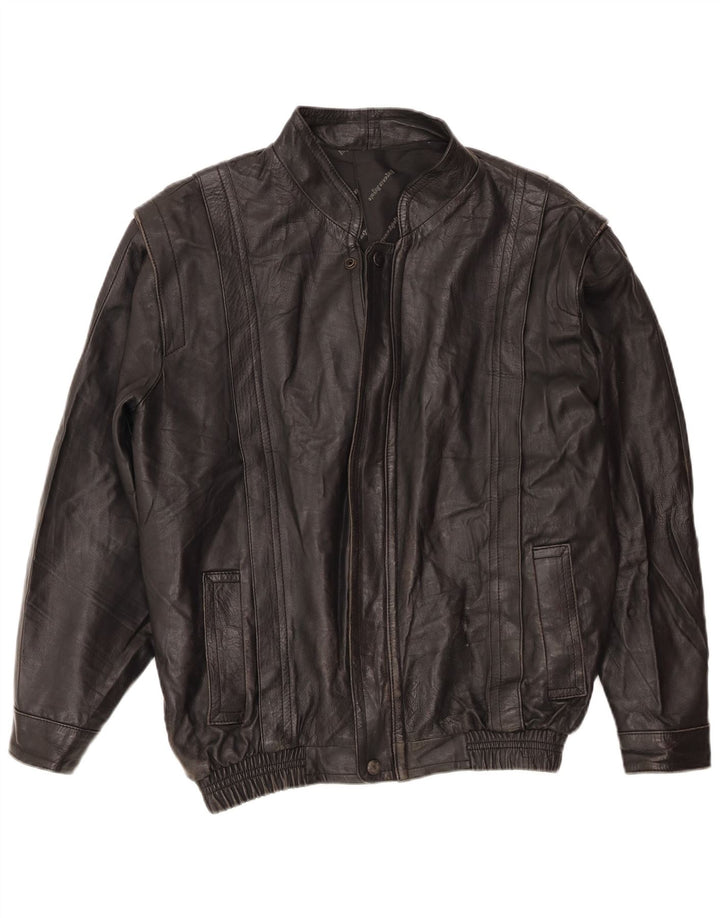 Jachetă de piele vintage pentru bărbați UK 36 Small Black