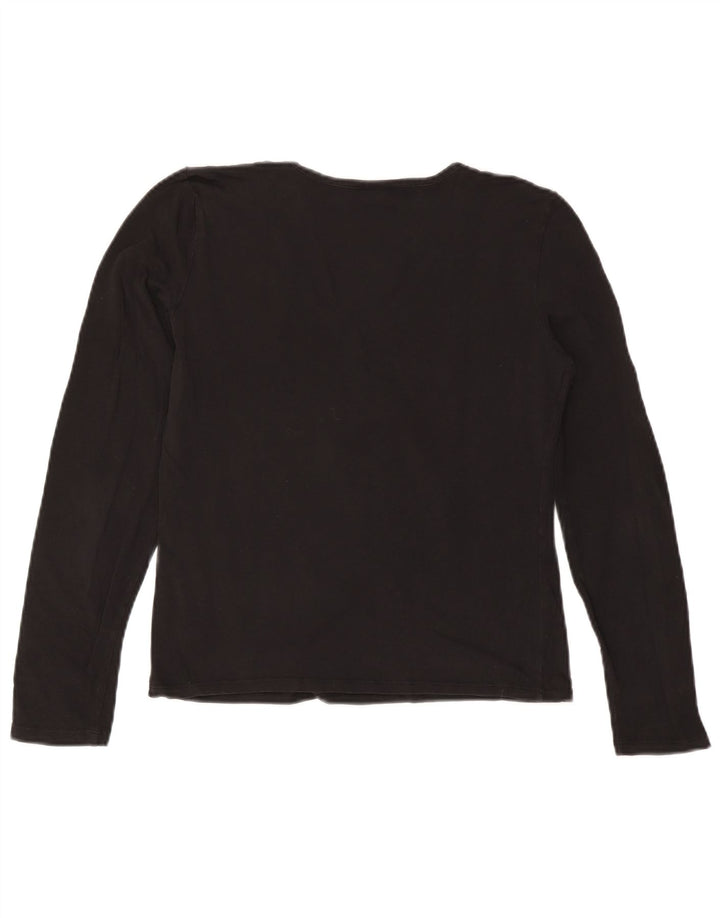 TRUSSARDI JEANS Top crop cu mânecă lungă pentru femei UK 14 Large Negru