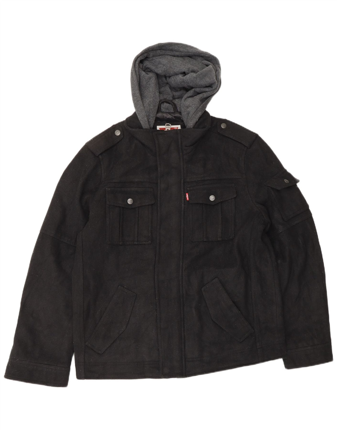 Jachetă de vânt militară cu glugă LEVI'S pentru bărbați UK 38 Medium Black