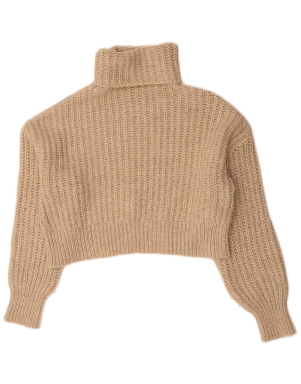Pulover de damă Zara Crop supradimensionat cu gât rulat, UK 10 Mic Bej