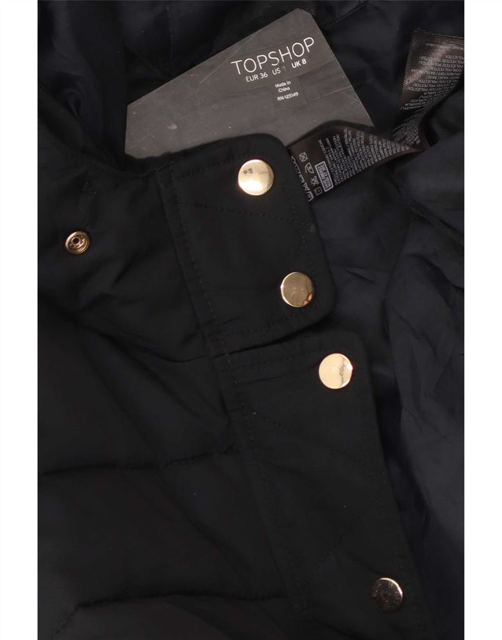 Topshop Jachetă căptușită cu glugă pentru femei UK 8 Small Black Poliester