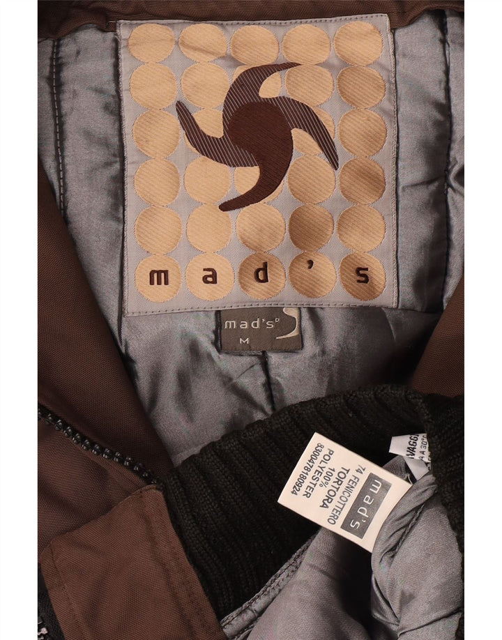 Bomber vintage pentru bărbați cu glugă, UK 38, maro mediu, poliester color bloc