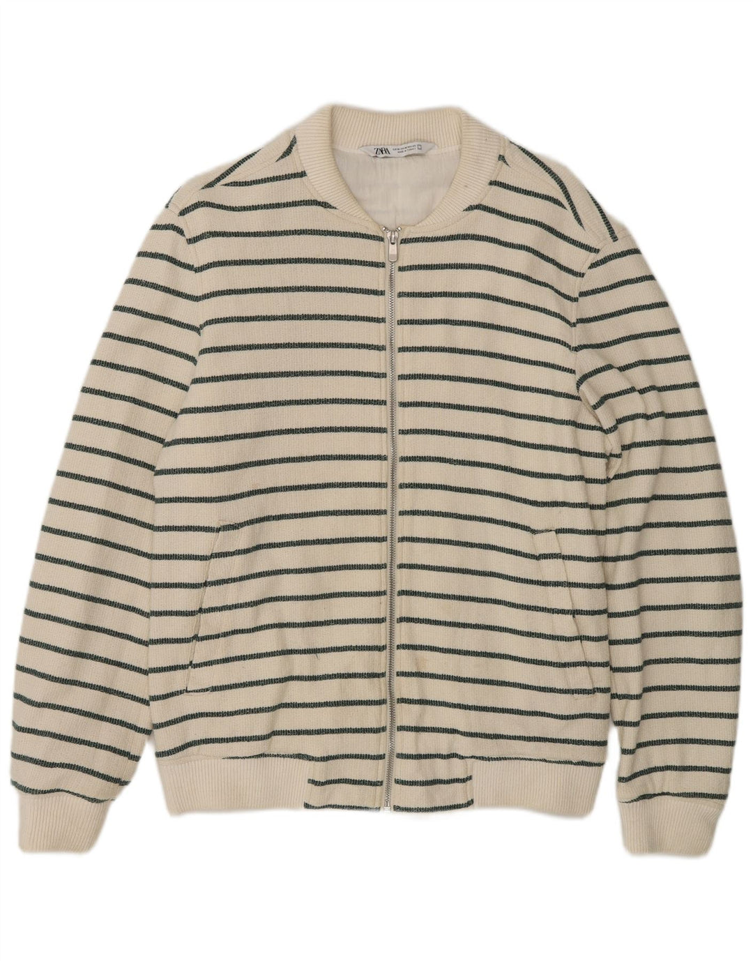 Pulover cardigan pentru bărbați Zara, bumbac cu dungi albe medii