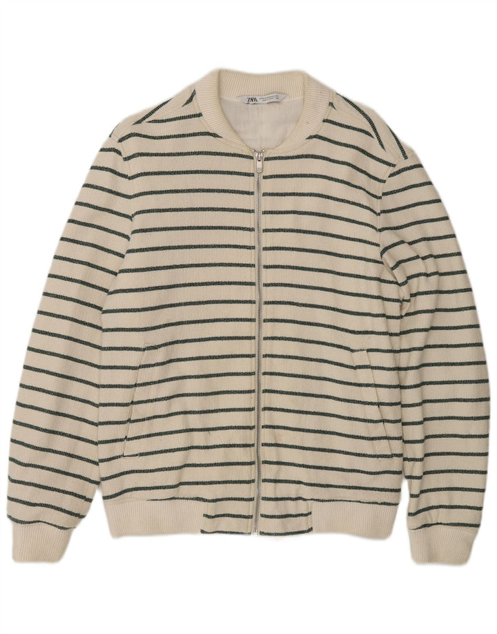 Pulover cardigan pentru bărbați Zara, bumbac cu dungi albe medii