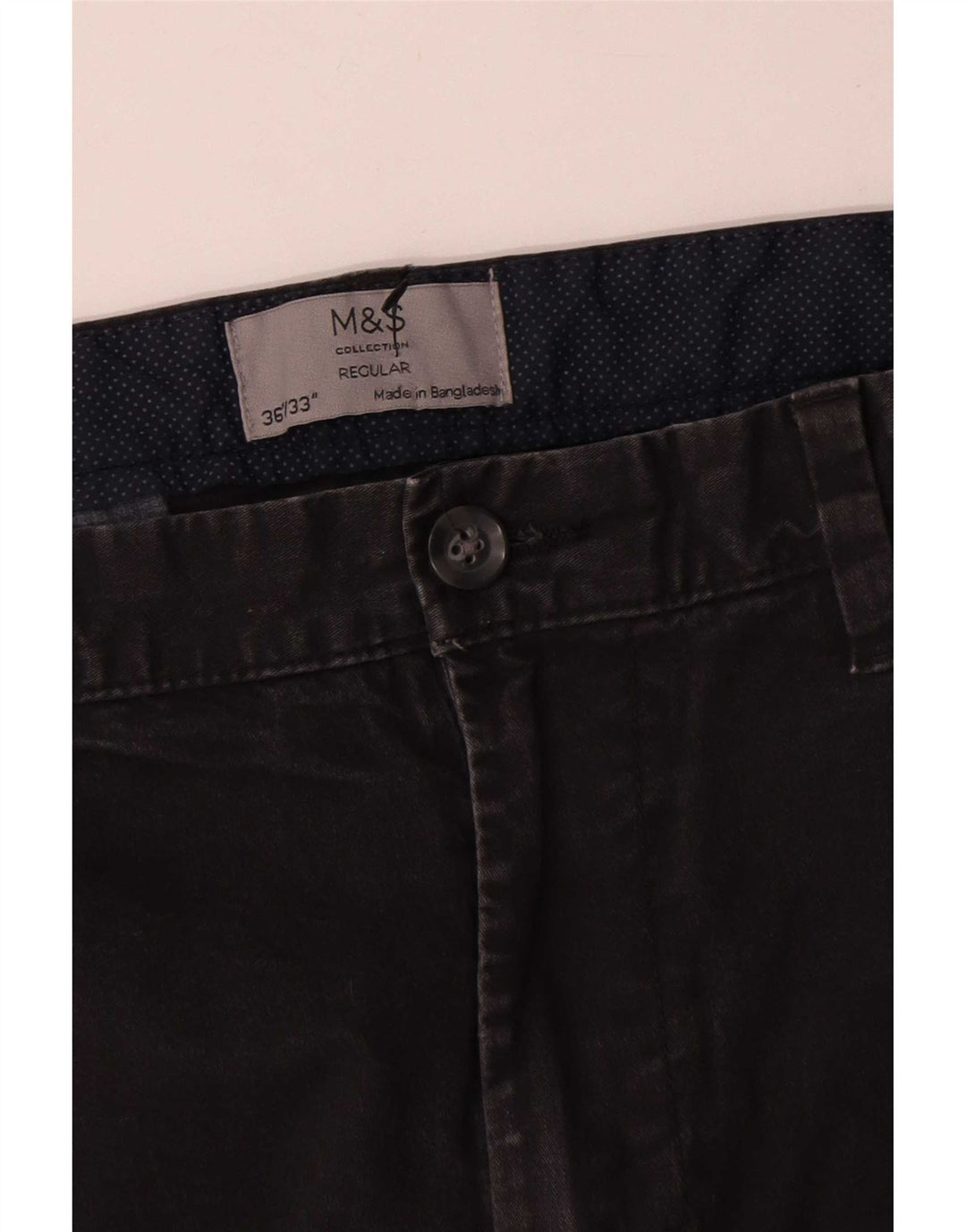 Pantaloni chino pentru bărbați Marks & Spencer, cu ajustare normală, L36 L30, bumbac negru