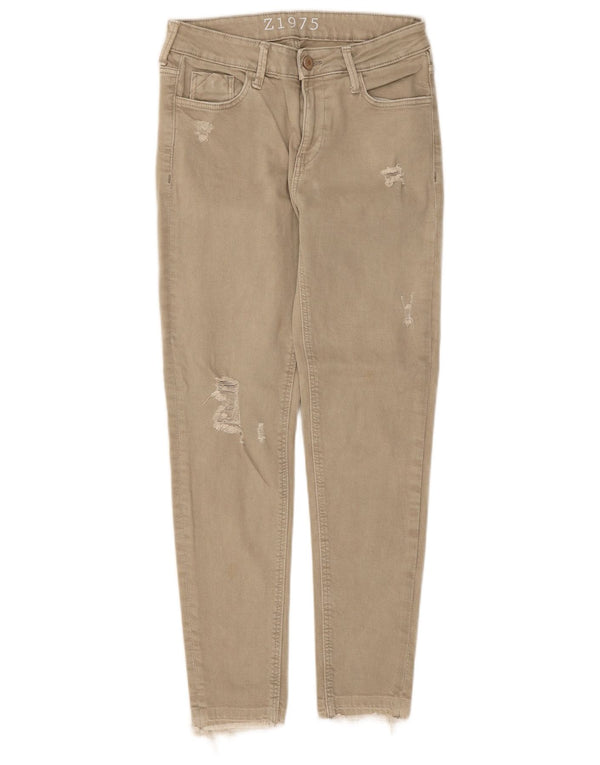Blugi skinny învechiți pentru femei Zara EU 34 2XS L24 L25 bumbac bej
