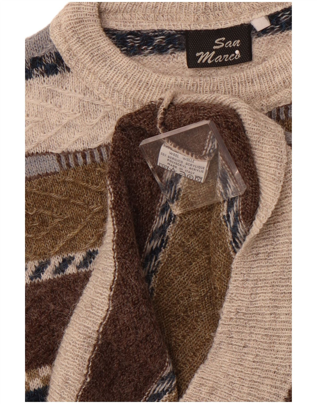 Pulover pentru bărbați SAN MARCO Pulover cu gât roșu din lână cu dungi gri mediu