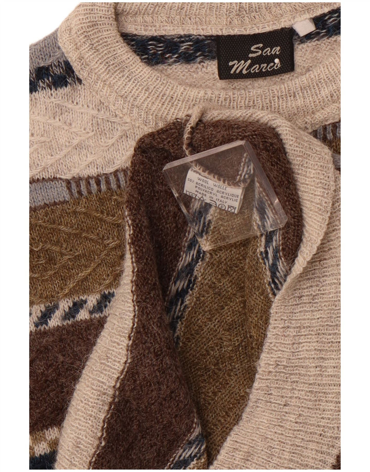 Pulover pentru bărbați SAN MARCO Pulover cu gât roșu din lână cu dungi gri mediu