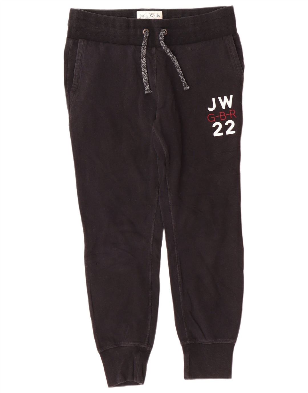 JACK WILLS Pantaloni de trening grafic pentru femei Pantaloni de jogging UK 12 Medium Black