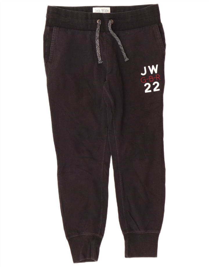 JACK WILLS Pantaloni de trening grafic pentru femei Pantaloni de jogging UK 12 Medium Black