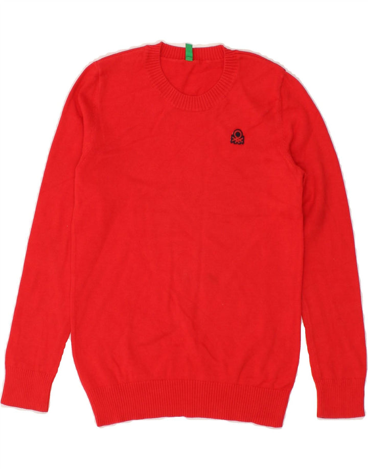 BENETTON Boys Crew Neck Jumper Sweater 2-3 Years Red Vintage Benetton and Second-Hand Benetton from Messina Hembry 