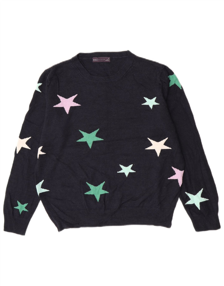 Pulover pentru femei Marks & Spencer cu decolteu triplu UK 12 Medium Bleumarin