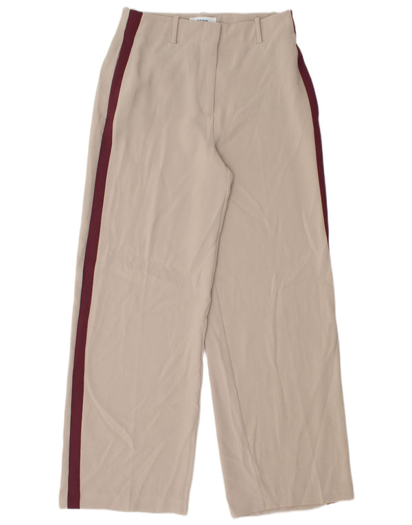 Pantaloni casual pentru femei Reiss cu picioare largi UK 10 mici W30 L30 bej color block
