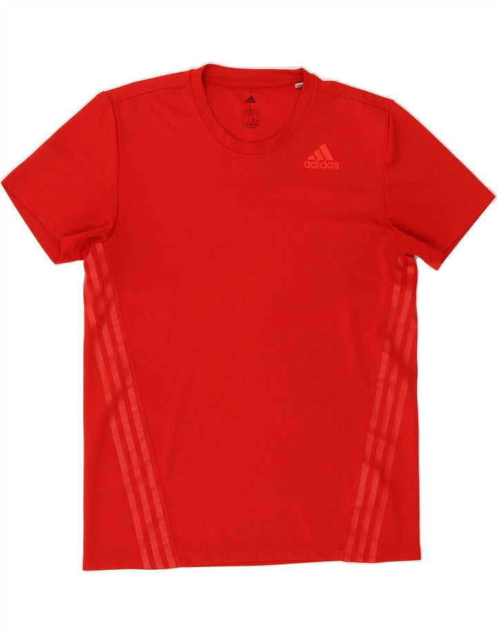 ADIDAS Mens Fitted T-Shirt Top Large Red Polyester Vintage Adidas and Second-Hand Adidas from Messina Hembry 