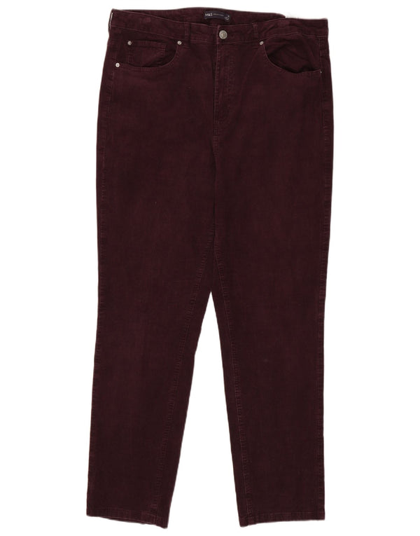 Pantaloni subțiri din velur pentru femei Marks & Spencer UK 18 XL W36 L29 Burgundy