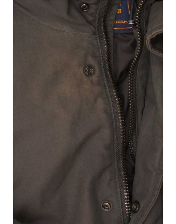 Palton căptușit cu glugă pentru bărbați Woolrich UK 36, bumbac gri mic