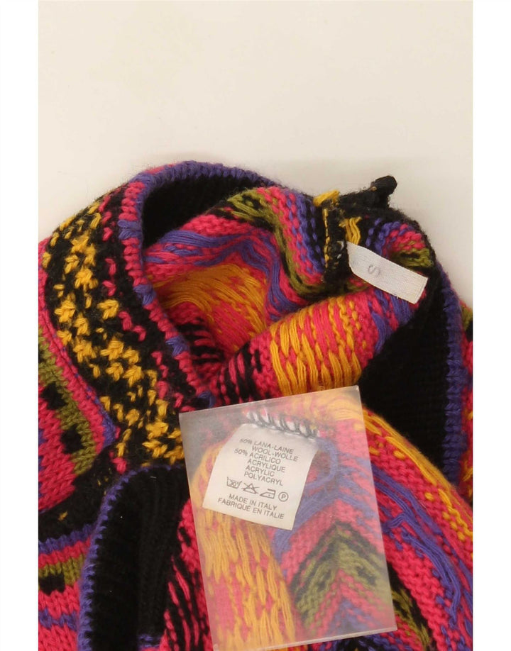 Pulover vintage cu gât țestoasă pentru femei UK 10 mic multicolor
