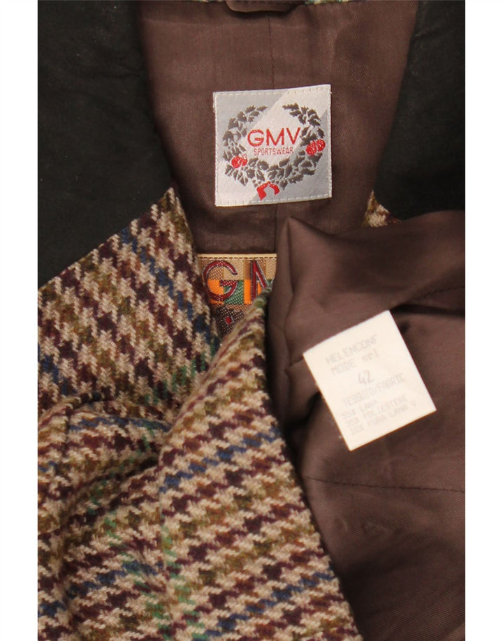 Jachetă Vintage pentru femei Crop Blazer IT 42 Medium Multicolor Houndstooth