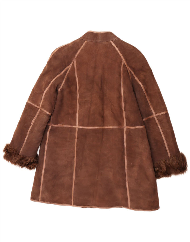 Palton vintage pentru femei din shearling UK 14 maro mediu