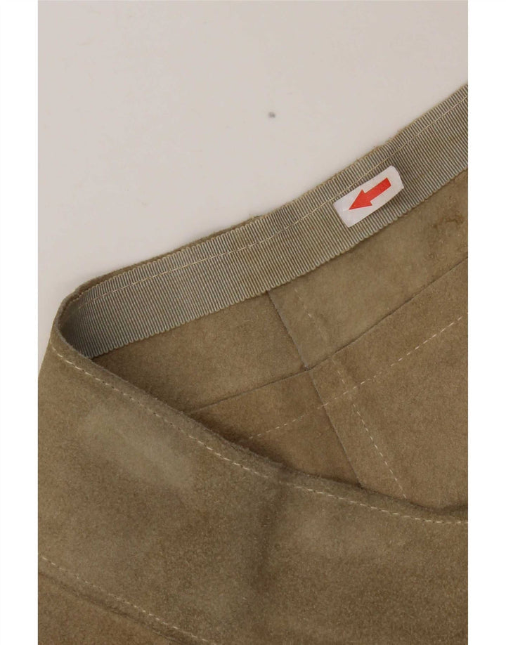 Fusta mini de piele intoarsa vintage pentru femei W28 Medium Kaki