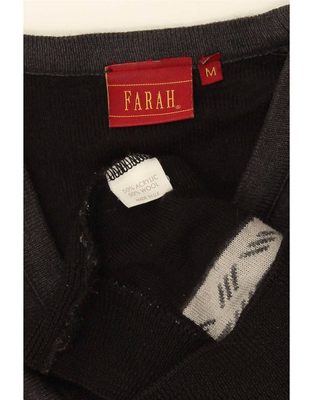 Pulover Farah pentru bărbați cu decolteu în V, mediu negru, acrilic colorat
