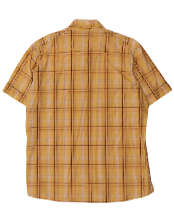 Cămașă cu mânecă scurtă pentru bărbați Angelo Litrico Mărimea 43/44 XL Bumbac cu carouri galbene