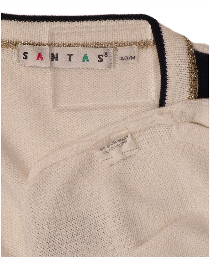 VINTAGE Pulover cardigan cu paragate supradimensionat pentru femei UK 14 Medium White