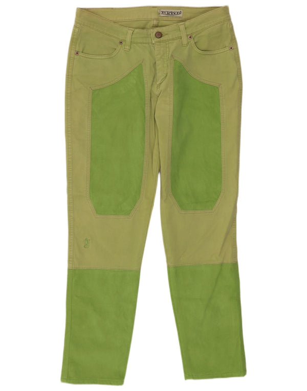 Blugi Jeckerson pentru femei Crop Slim W31 L27 Colorblock verde
