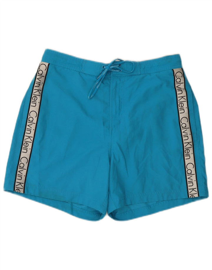 Pantaloni scurți de înot grafic Calvin Klein pentru bărbați, albastru mediu, color block