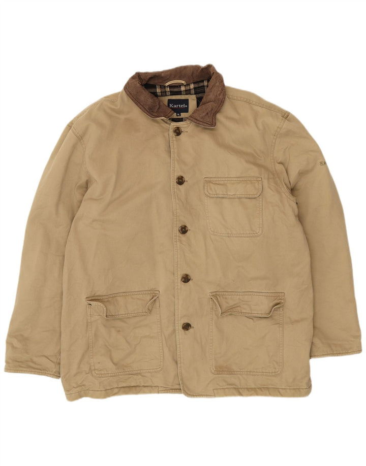 KARTEL Mens Utility Jacket UK 42 XL Beige Cotton
