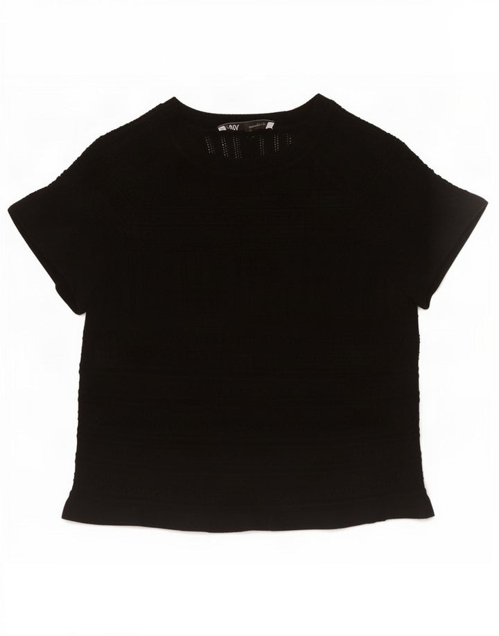 Bluză de tricot crop pentru femei Zara UK 12 Medium Black