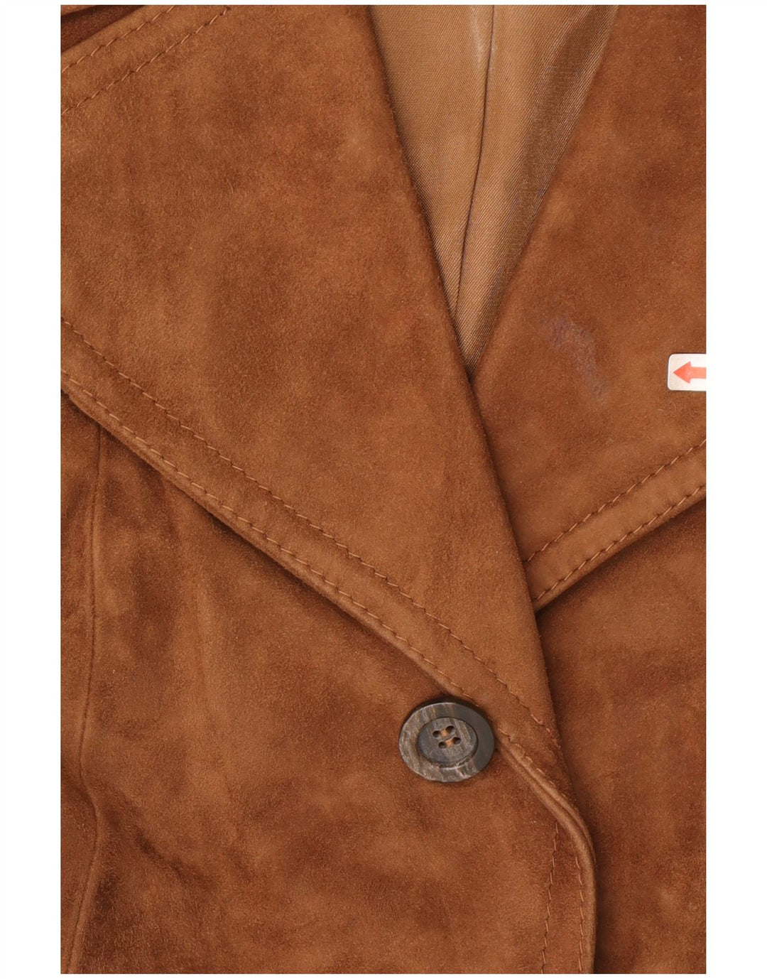 Jachetă vintage de damă din piele intoarsa cu 3 nasturi IT 46 din piele maro mare