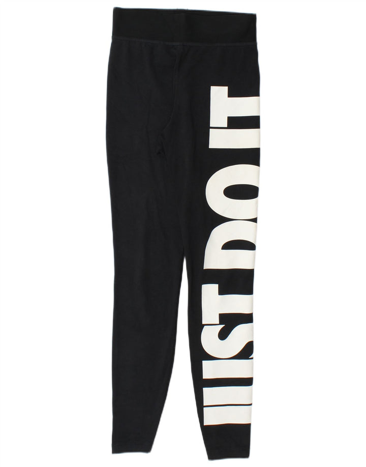 Leggings grafic Nike pentru femei UK 4 XS bumbac negru