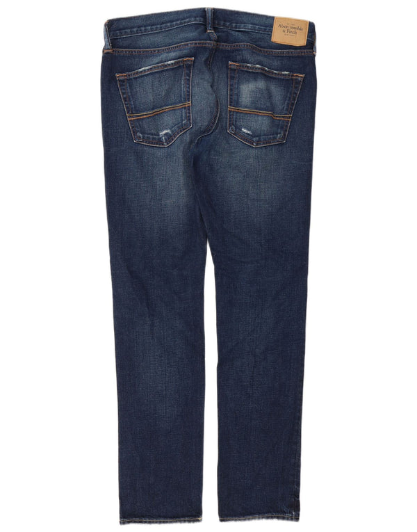 Abercrombie & Fitch blugi slim pentru bărbați, învechiți, L34 L32, bumbac bleumarin