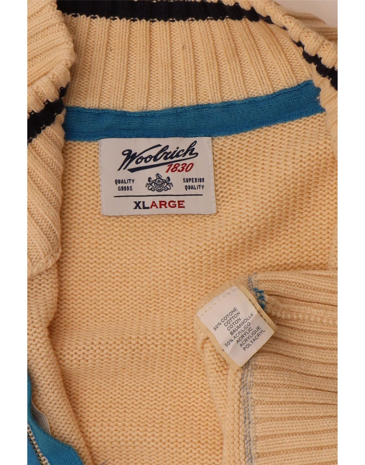 WOOLRICH Pulover cardigan grafic pentru bărbați XL bumbac bej