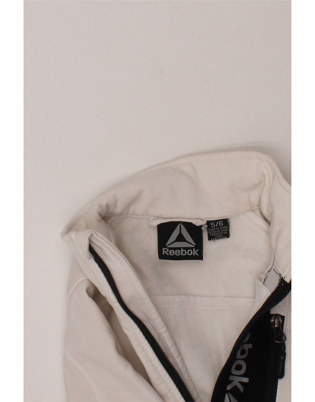 REEBOK Boys Graphic Tracksuit Top Jacket 5-6 Years Off White Polyester Vintage Reebok and Second-Hand Reebok from Messina Hembry 
