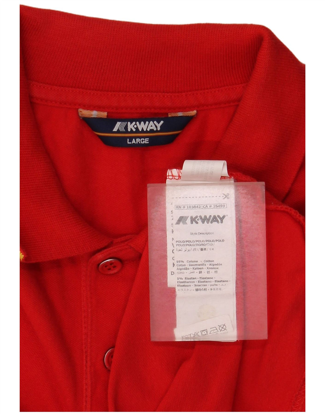 Tricou polo pentru bărbați K-Way, mare, roșu, din bumbac color bloc