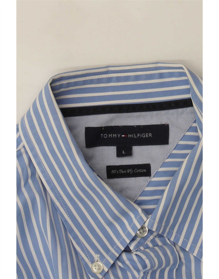 Cămașă pentru bărbați Tommy Hilfiger, mare, albastru, bumbac cu dungi