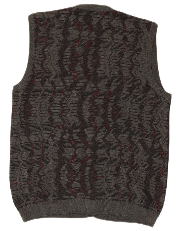 Pulover cardigan fără mâneci pentru bărbați Montecatini XL Lână geometrică gri